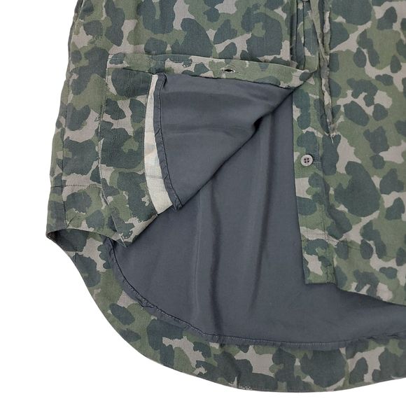 Anthropologie Cloth & Stone Nina Camo Dress Small Green Button Up Long Sleeve - Picture 4 of 12